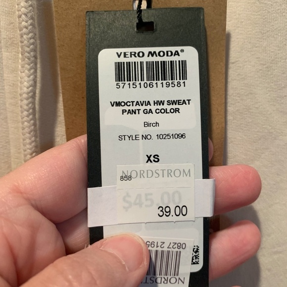 Vero Moda Octavia Cotton Blend Sweatpants in Birch XS NWT - Picture 5 of 9